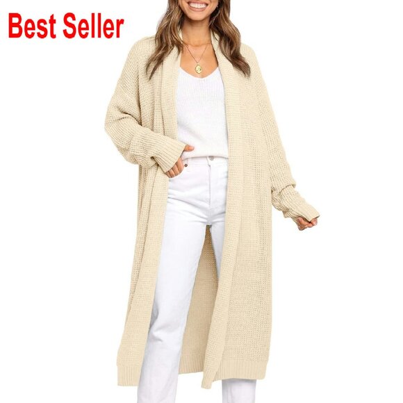 Oversized Long Cardigan Sweater Elegant Minimal Chic Winter Coat Open Front - Picture 1 of 8